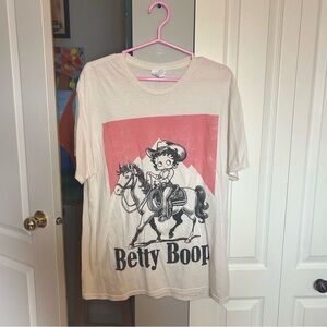Jerzees Cream Betty Boop Cowboy Graphic Tee